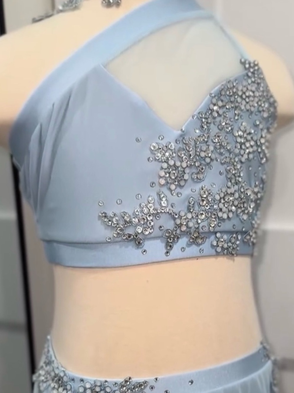 Semi-Custom Crystal-Embellished Light Blue Two-Piece Set Lyrical Costume